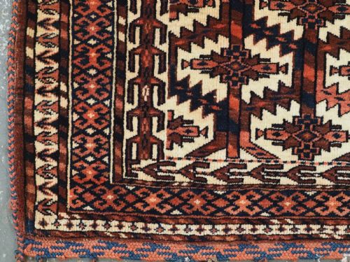 ANTIQUE YOMUT TURKMEN ASMALYK FULL PILE WITH TASSELS CIRCA 1880 - ADDITIONAL PHOTO 4
