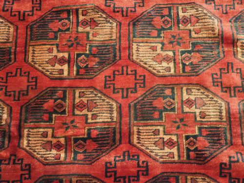 ANTIQUE AFGHAN TURKMEN CARPET WITH TRADITIONAL GUL DESIGN CIRCA 1920 - ADDITIONAL PHOTO 8