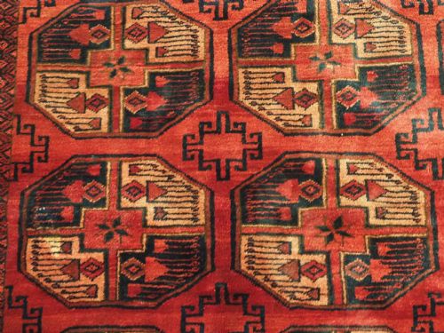 ANTIQUE AFGHAN TURKMEN CARPET WITH TRADITIONAL GUL DESIGN CIRCA 1920 - ADDITIONAL PHOTO 9