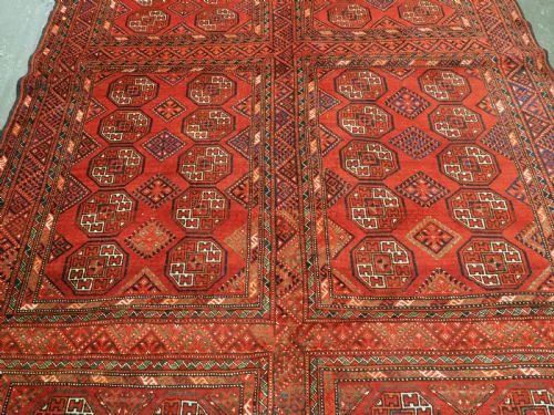 ANTIQUE KIZIL AYAK TURKMEN AUDIENCE OR MOSQUE CARPET RARE EXAMPLE CIRCA 1900 - ADDITIONAL PHOTO 4