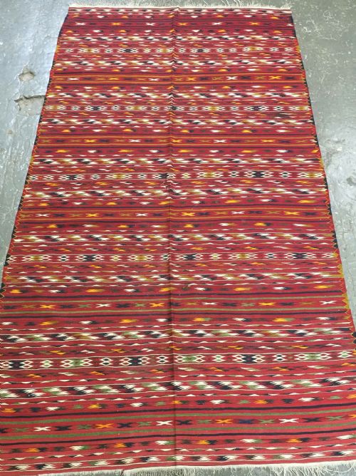 ANTIQUE TURKMEN BANDED 'DALI' KILIM VERY FINE WEAVE CIRCA 190020