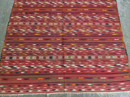 ANTIQUE TURKMEN BANDED 'DALI' KILIM VERY FINE WEAVE CIRCA 190020 - ADDITIONAL PHOTO 4