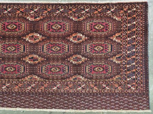 ANTIQUE SARYK TURKMEN CHUVAL FACE 9 'SALOR' GULS WHITE COTTON CRIMSON SILK CIRCA 1880 - ADDITIONAL PHOTO 2