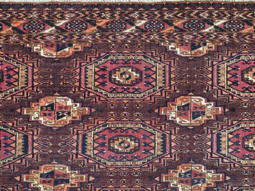 ANTIQUE SARYK TURKMEN CHUVAL FACE 9 'SALOR' GULS WHITE COTTON CRIMSON SILK CIRCA 1880 - ADDITIONAL PHOTO 5