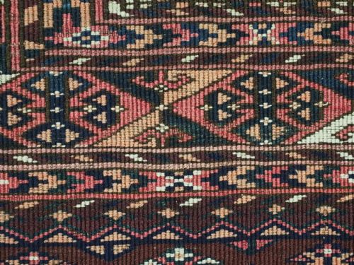 ANTIQUE SARYK TURKMEN CHUVAL FACE 9 'SALOR' GULS WHITE COTTON CRIMSON SILK CIRCA 1880 - ADDITIONAL PHOTO 12