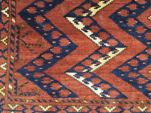ANTIQUE ERSARI BESHIR TURKMEN CHUVAL FACE WITH IKAT DESIGN CIRCA 1880 - ADDITIONAL PHOTO 6
