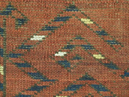 ANTIQUE ERSARI BESHIR TURKMEN CHUVAL FACE WITH IKAT DESIGN CIRCA 1880 - ADDITIONAL PHOTO 13