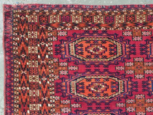 ANTIQUE TEKKE OR SARYK TURKMEN 9 GUL CHUVAL FACE EXCELLENT EXAMPLE CIRCA 1880 - ADDITIONAL PHOTO 3