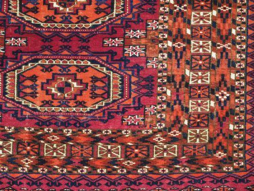 ANTIQUE TEKKE OR SARYK TURKMEN 9 GUL CHUVAL FACE EXCELLENT EXAMPLE CIRCA 1880 - ADDITIONAL PHOTO 9