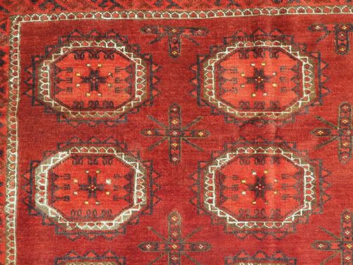 ANTIQUE SARYK TURKMEN RUG OR SMALL CARPET WITH TURRETED GULS CIRCA 1890 - ADDITIONAL PHOTO 6