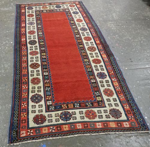 fig 1. ANTIQUE CAUCASIAN TALISH LONG RUG, OUTSTANDING RED FIELD, CIRCA 1870.