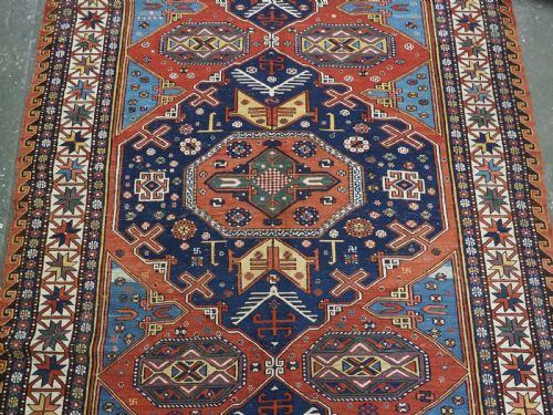 ANTIQUE CAUCASIAN SOUMAK CARPETS TRIPLE MEDALLION DESIGN GREAT CONDITION CIRCA 1900 - ADDITIONAL PHOTO 4