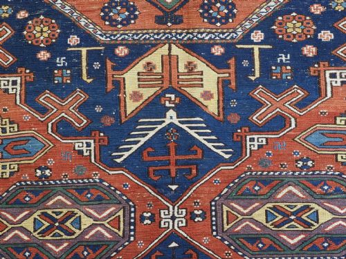 ANTIQUE CAUCASIAN SOUMAK CARPETS TRIPLE MEDALLION DESIGN GREAT CONDITION CIRCA 1900 - ADDITIONAL PHOTO 5