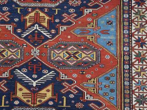 ANTIQUE CAUCASIAN SOUMAK CARPETS TRIPLE MEDALLION DESIGN GREAT CONDITION CIRCA 1900 - ADDITIONAL PHOTO 7