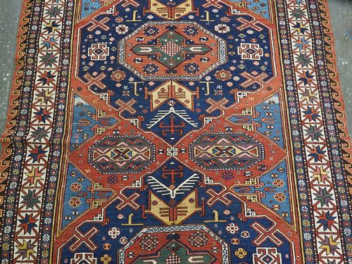 ANTIQUE CAUCASIAN SOUMAK CARPETS TRIPLE MEDALLION DESIGN GREAT CONDITION CIRCA 1900 - ADDITIONAL PHOTO 8