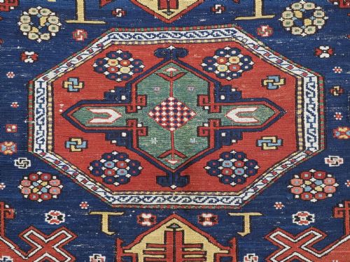 ANTIQUE CAUCASIAN SOUMAK CARPETS TRIPLE MEDALLION DESIGN GREAT CONDITION CIRCA 1900 - ADDITIONAL PHOTO 10