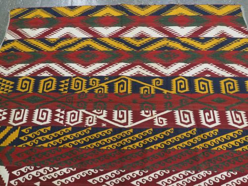 ANTIQUE CENTRAL ASIAN UZBEK GAJERI KILIM BOLD GRAPHIC DESIGN CIRCA 1900 - ADDITIONAL PHOTO 1
