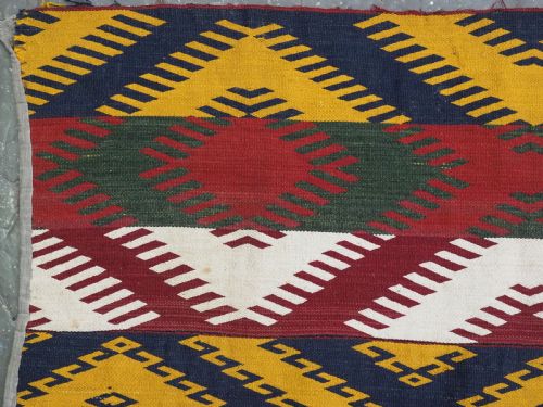 ANTIQUE CENTRAL ASIAN UZBEK GAJERI KILIM BOLD GRAPHIC DESIGN CIRCA 1900 - ADDITIONAL PHOTO 3
