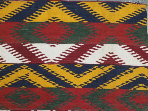 ANTIQUE CENTRAL ASIAN UZBEK GAJERI KILIM BOLD GRAPHIC DESIGN CIRCA 1900 - ADDITIONAL PHOTO 6