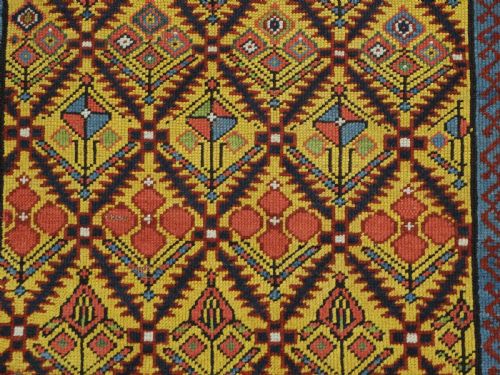 ANTIQUE CAUCASIAN GENDJE KAZAK LONG RUG RUNNER WITH FLORAL LATTICE DESIGN CIRCA 1890 - ADDITIONAL PHOTO 12