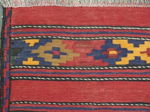 ANTIQUE BALUCH KILIM OF BANDED CHEVRON DESIGN USEFUL SMALL SIZE CIRCA 1920 - ADDITIONAL PHOTO 5