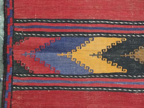 ANTIQUE BALUCH KILIM OF BANDED CHEVRON DESIGN USEFUL SMALL SIZE CIRCA 1920 - ADDITIONAL PHOTO 6