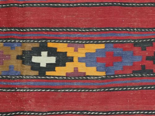 ANTIQUE BALUCH KILIM OF BANDED CHEVRON DESIGN USEFUL SMALL SIZE CIRCA 1920 - ADDITIONAL PHOTO 8