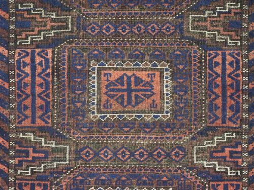 ANTIQUE MAHDAD KHANI BALUCH RUG WITH BOX MEDALLION DESIGN CIRCA 1900 - ADDITIONAL PHOTO 7