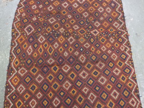 ANTIQUE AFGHAN FIROZKOHI EMBROIDERED KILIM OR COVER CIRCA 1900 - ADDITIONAL PHOTO 3