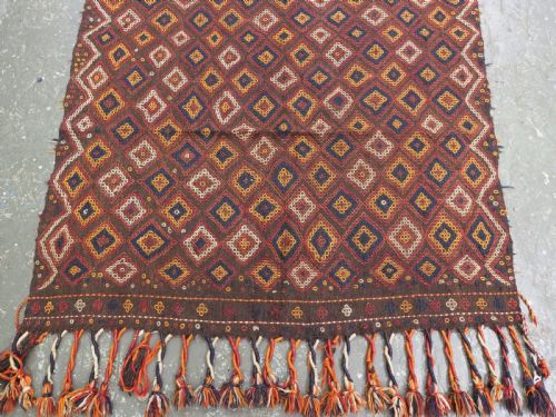 ANTIQUE AFGHAN FIROZKOHI EMBROIDERED KILIM OR COVER CIRCA 1900 - ADDITIONAL PHOTO 5