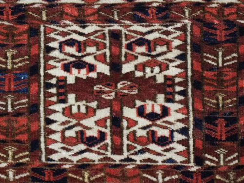 ANTIQUE TEKKE TURKMEN KAP MAFRASH WITH 3 PANEL TREE DESIGN MID 19TH CENTURY - ADDITIONAL PHOTO 5