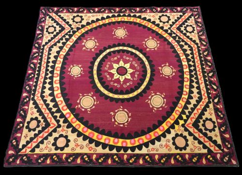 ANTIQUE UZBEK TASHKENT 'PALAK' SUZANI FULLY EMBROIDERED OUTSTANDING CIRCA 1890