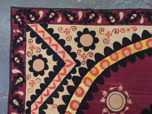 ANTIQUE UZBEK TASHKENT 'PALAK' SUZANI FULLY EMBROIDERED OUTSTANDING CIRCA 1890 - ADDITIONAL PHOTO 3
