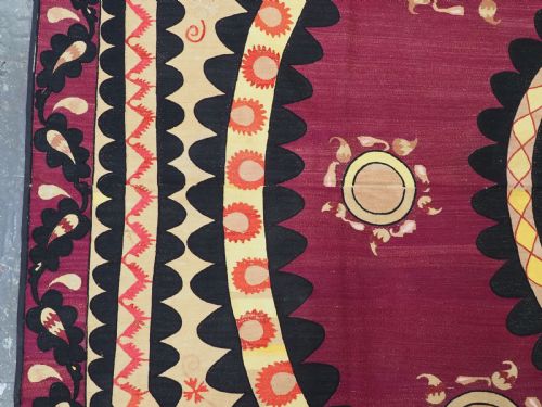 ANTIQUE UZBEK TASHKENT 'PALAK' SUZANI FULLY EMBROIDERED OUTSTANDING CIRCA 1890 - ADDITIONAL PHOTO 4