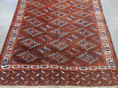 ANTIQUE YOMUT TURKMEN MAIN CARPET WITH DYRNAK GUL DESIGN CIRCA 1880 - ADDITIONAL PHOTO 4