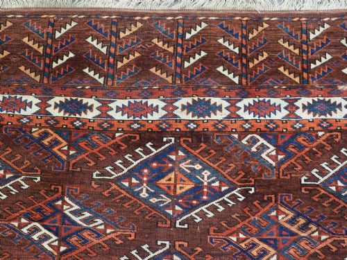 ANTIQUE YOMUT TURKMEN MAIN CARPET WITH DYRNAK GUL DESIGN CIRCA 1880 - ADDITIONAL PHOTO 7