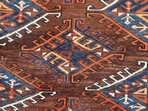 ANTIQUE YOMUT TURKMEN MAIN CARPET WITH DYRNAK GUL DESIGN CIRCA 1880 - ADDITIONAL PHOTO 10