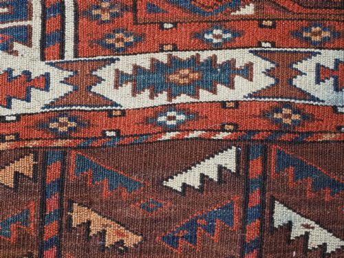 ANTIQUE YOMUT TURKMEN MAIN CARPET WITH DYRNAK GUL DESIGN CIRCA 1880 - ADDITIONAL PHOTO 13