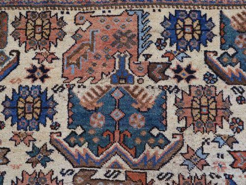 ANTIQUE TRIBAL AFSHAR RUG WITH DRAGON PHOENIX DESIGN ON AN IVORY GROUND CIRCA 1890 - ADDITIONAL PHOTO 6