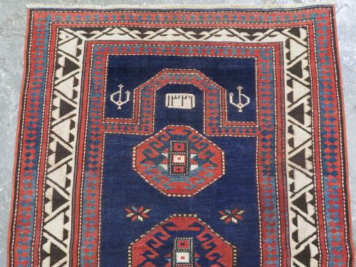 ANTIQUE CAUCASIAN BORDJALOU KAZAK PRAYER RUG DATED '1326' 1908 - ADDITIONAL PHOTO 2