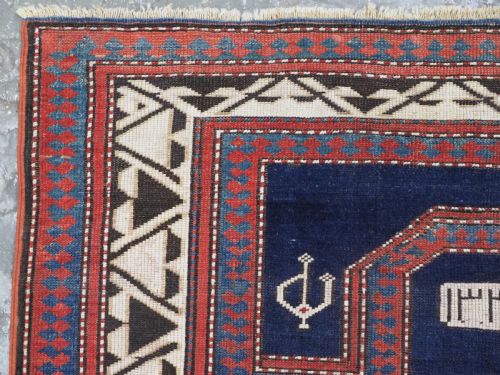 ANTIQUE CAUCASIAN BORDJALOU KAZAK PRAYER RUG DATED '1326' 1908 - ADDITIONAL PHOTO 5