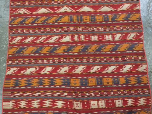 ANTIQUE CENTRAL ASIAN UZBEK GAJERI KILIM BANDED DESIGN CIRCA 190020 - ADDITIONAL PHOTO 3