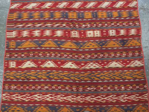 ANTIQUE CENTRAL ASIAN UZBEK GAJERI KILIM BANDED DESIGN CIRCA 190020 - ADDITIONAL PHOTO 4