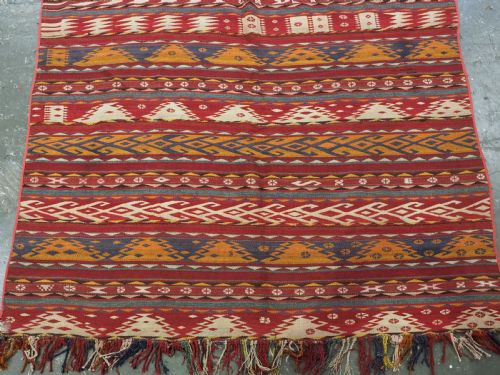ANTIQUE CENTRAL ASIAN UZBEK GAJERI KILIM BANDED DESIGN CIRCA 190020 - ADDITIONAL PHOTO 5