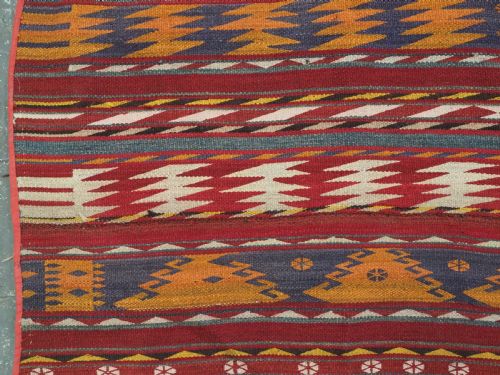 ANTIQUE CENTRAL ASIAN UZBEK GAJERI KILIM BANDED DESIGN CIRCA 190020 - ADDITIONAL PHOTO 7