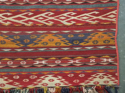 ANTIQUE CENTRAL ASIAN UZBEK GAJERI KILIM BANDED DESIGN CIRCA 190020 - ADDITIONAL PHOTO 10