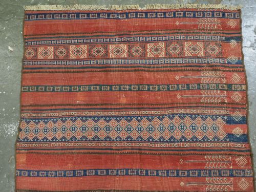 ANTIQUE AFGHAN BALUCH KILIM IN BANDS OF WEFTWORK DECORATION CIRCA 1900 - ADDITIONAL PHOTO 1