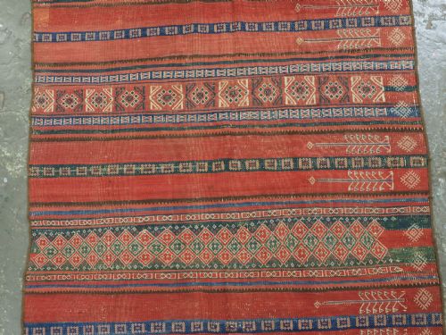 ANTIQUE AFGHAN BALUCH KILIM IN BANDS OF WEFTWORK DECORATION CIRCA 1900 - ADDITIONAL PHOTO 2