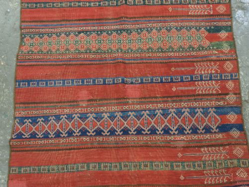 ANTIQUE AFGHAN BALUCH KILIM IN BANDS OF WEFTWORK DECORATION CIRCA 1900 - ADDITIONAL PHOTO 3
