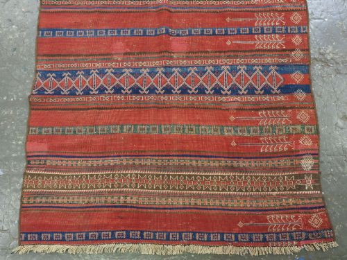 ANTIQUE AFGHAN BALUCH KILIM IN BANDS OF WEFTWORK DECORATION CIRCA 1900 - ADDITIONAL PHOTO 4